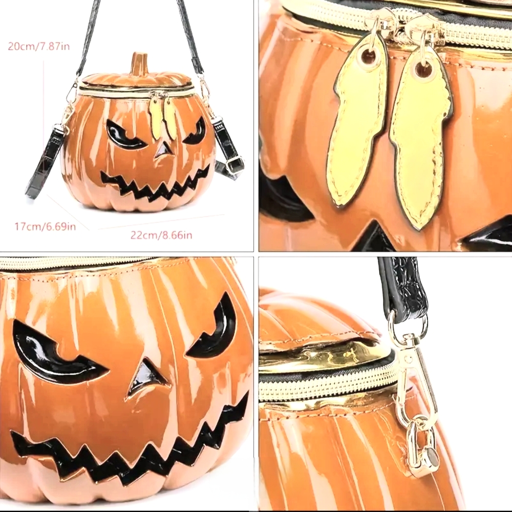 Pumpkin-Shaped ~ Jack-o'-lantern Orange Purse - Picture 4 of 4